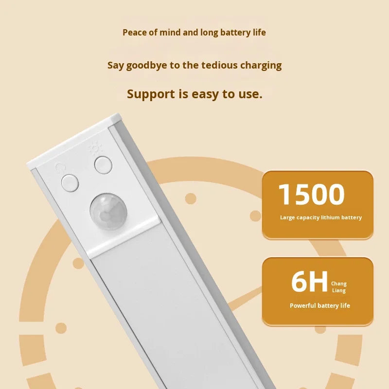 USB Rechargeable Ultra-thin Intelligent Human Body Sensing Wardrobe Light LED Long Cabinet Light Sensing Light