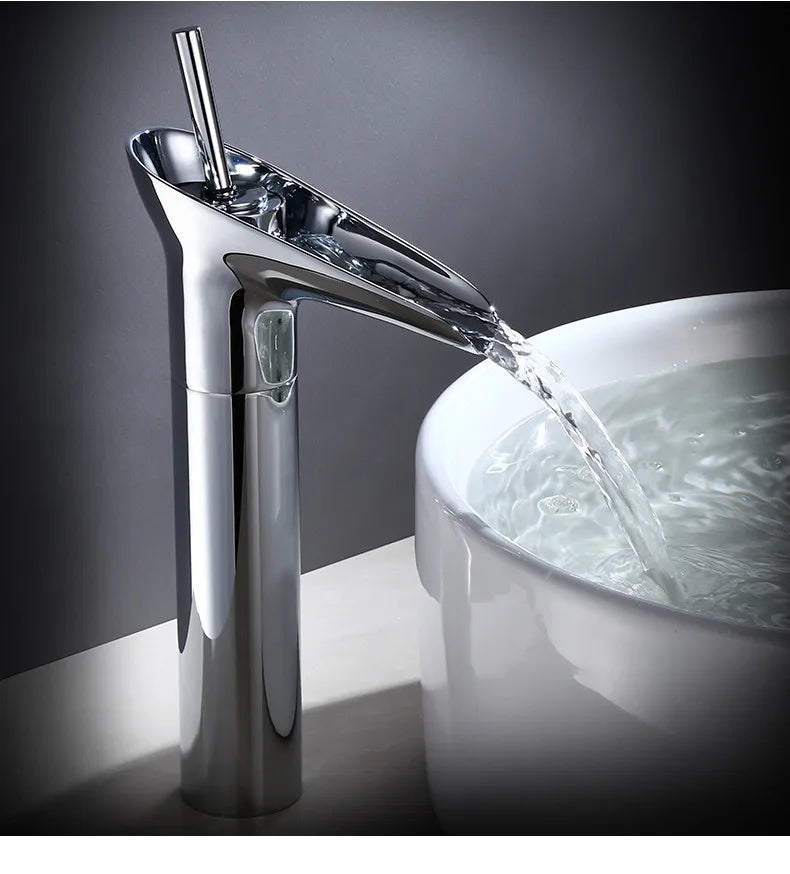 Bathroom Faucet Single Lever Waterfall Basin Faucet Brass Antique Hot and Cold bathroom Sink Mixer Wine Glass Style Taps