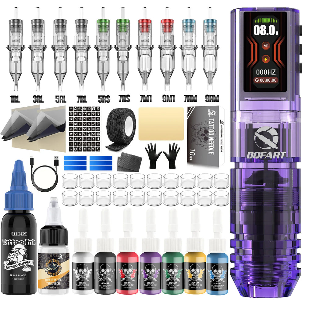 DQFART Cross-Border Bestseller Wireless Tattoo Kit Beginner-Friendly All-in-One Rechargeable Machine Outlining Shading Model