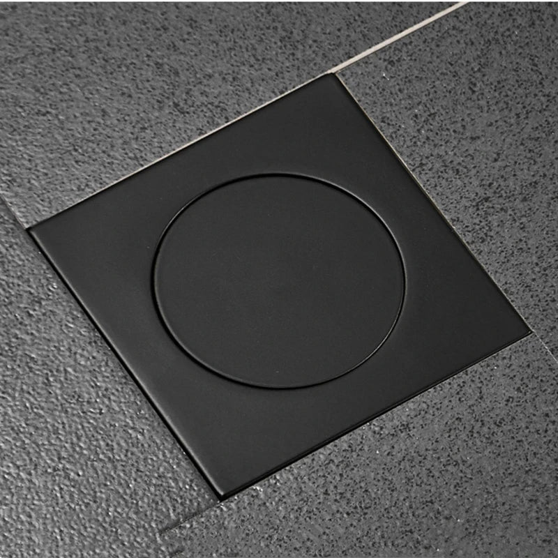 Silver/Black Floor Drain Brass Square Pop Up Floor Drain-Floor Cover Shower Room Push Down Drain Plug Anti-odor Shower Drain