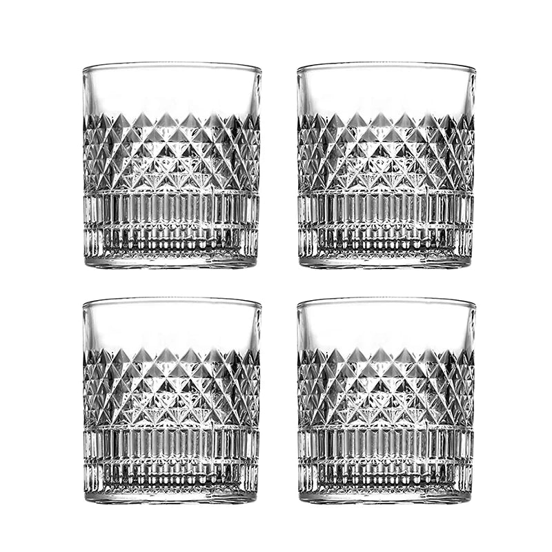 4PCS Fashion Whiskey Glasses, Scotch Whisky, Bourbon, Cocktails, RUM, Durable Whiskey Glasses