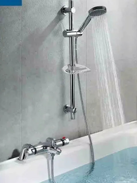 Dual Handle Brass Thermostatic Valve Concealed Hot Cold Shower Faucet Set Soft Spray Polished Chrome Finish