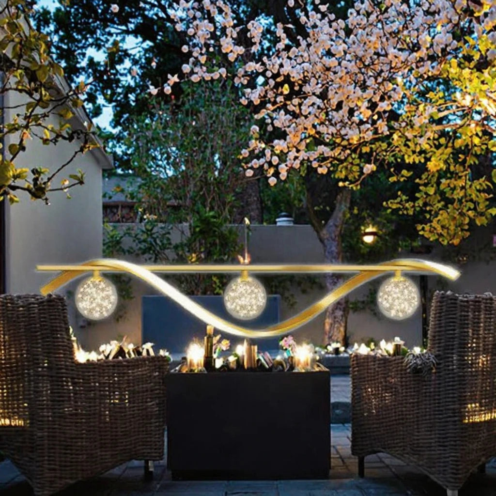 Nordic LED Middle Size Warm White AC Iron Gold Luxury Long Strip Chandelier Pendant Light 3-Year Warranty Easy Installation for