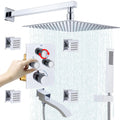 Thermostatic Shower System Full Coverage Rainfall Jet Shower Set Slide Bar Wall Mounted Brushed Nickel Finish for Apartment Use