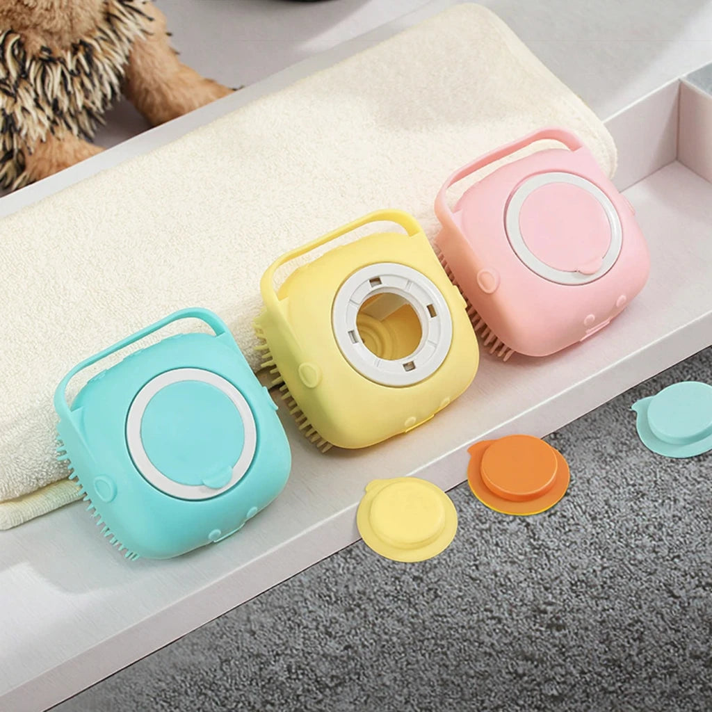 2in1 Pet Bathing Brush Multifunctional Massage Comb Shampoo Shower Gel Silicone Cleaning for Dog Cat All Pet Grooming Supplies