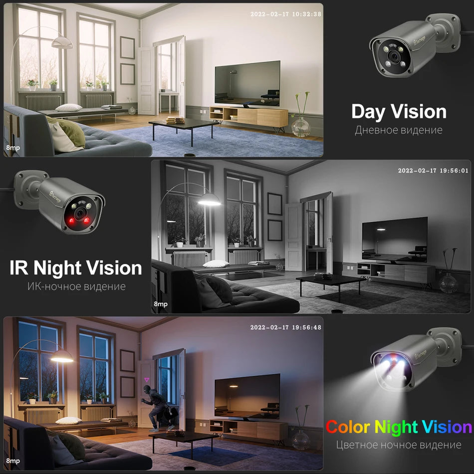 Top 4K Security Cameras Systems 16Channel 8Mp Surveillance Business Cctv Camera H.265 Poe Nvr Kit