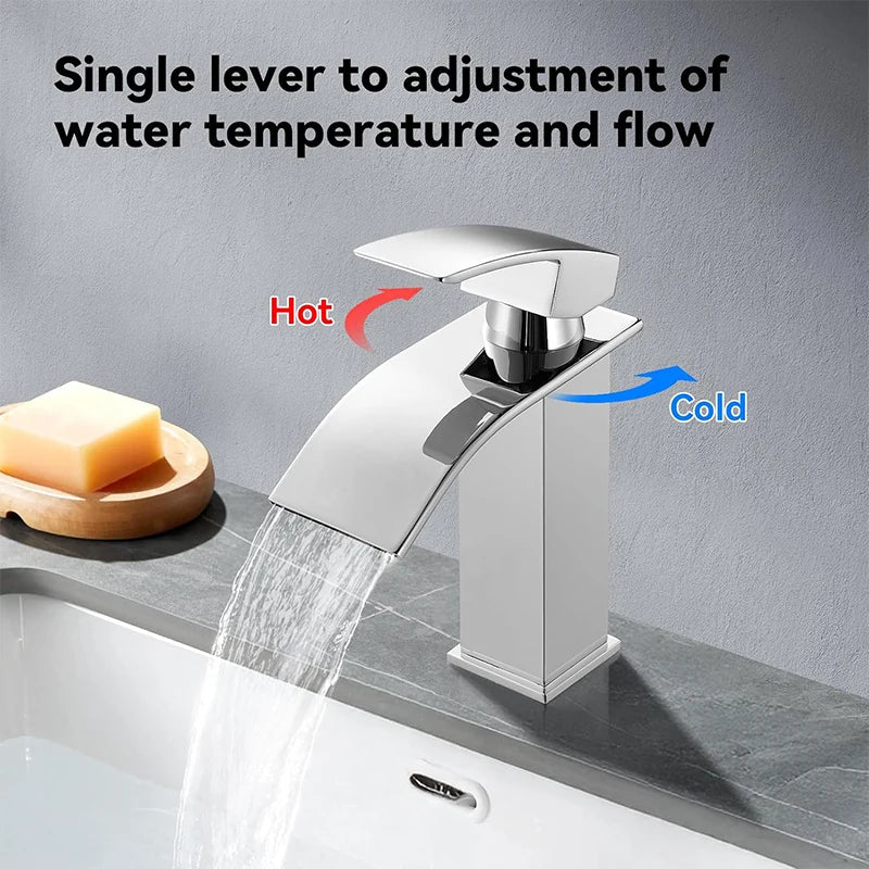 Square Body Single Hole Single Handle Vanity Lavatory Deck Mount Bathroom Faucet Set Bathroom Sink Faucet for Hotel Bathroom