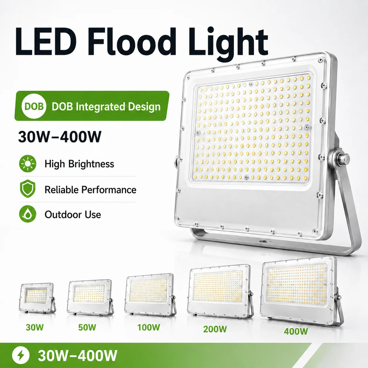 DOB LED Flood Light Multi Mounting IK09 Wide Voltage Playground Billboard Commercial Bulk Supply
