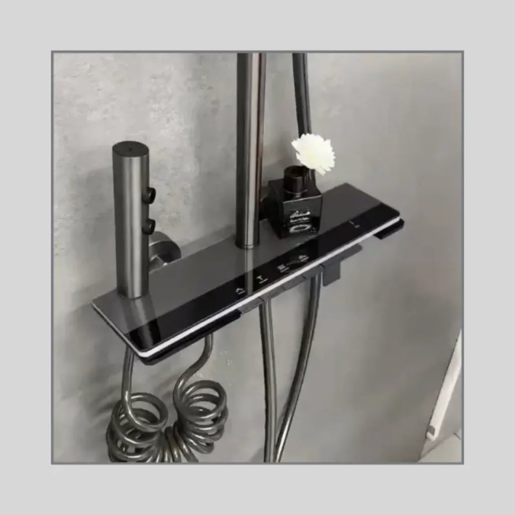 Smart Digital Thermostatic Faucet for Luxury Hotels Single Handle Wall-Mounted Ceramic Valve Rain Shower 3 Massage Jet Pause