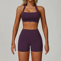 New Fashion Yoga Bra and Gym Leggings Shorts Set Custom logo Workout Flare Leggings Shorts Set for Women