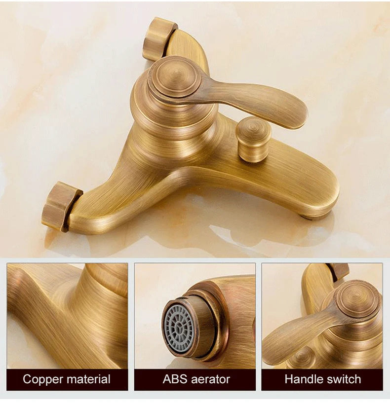 MOLI Wall mounted antique brass bronze brushed bathtub faucet with hand shower bathroom shower faucets torneiras 8306