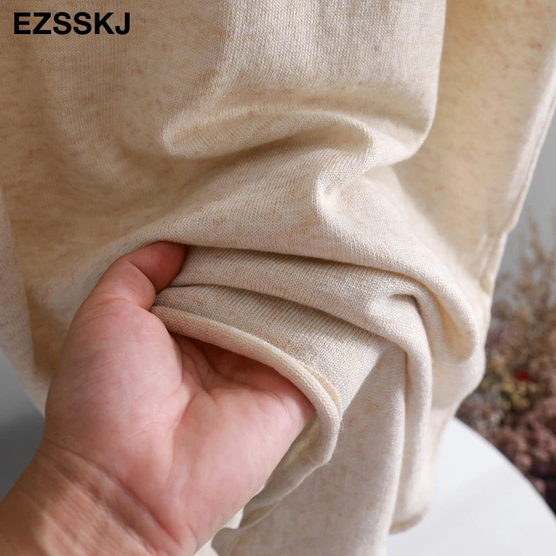 Ezsskj Spring summer 2020 Woman Knitted Tank Dress Casual Long Camisole Vest dress Women Loose  cashmere maix a-line dress