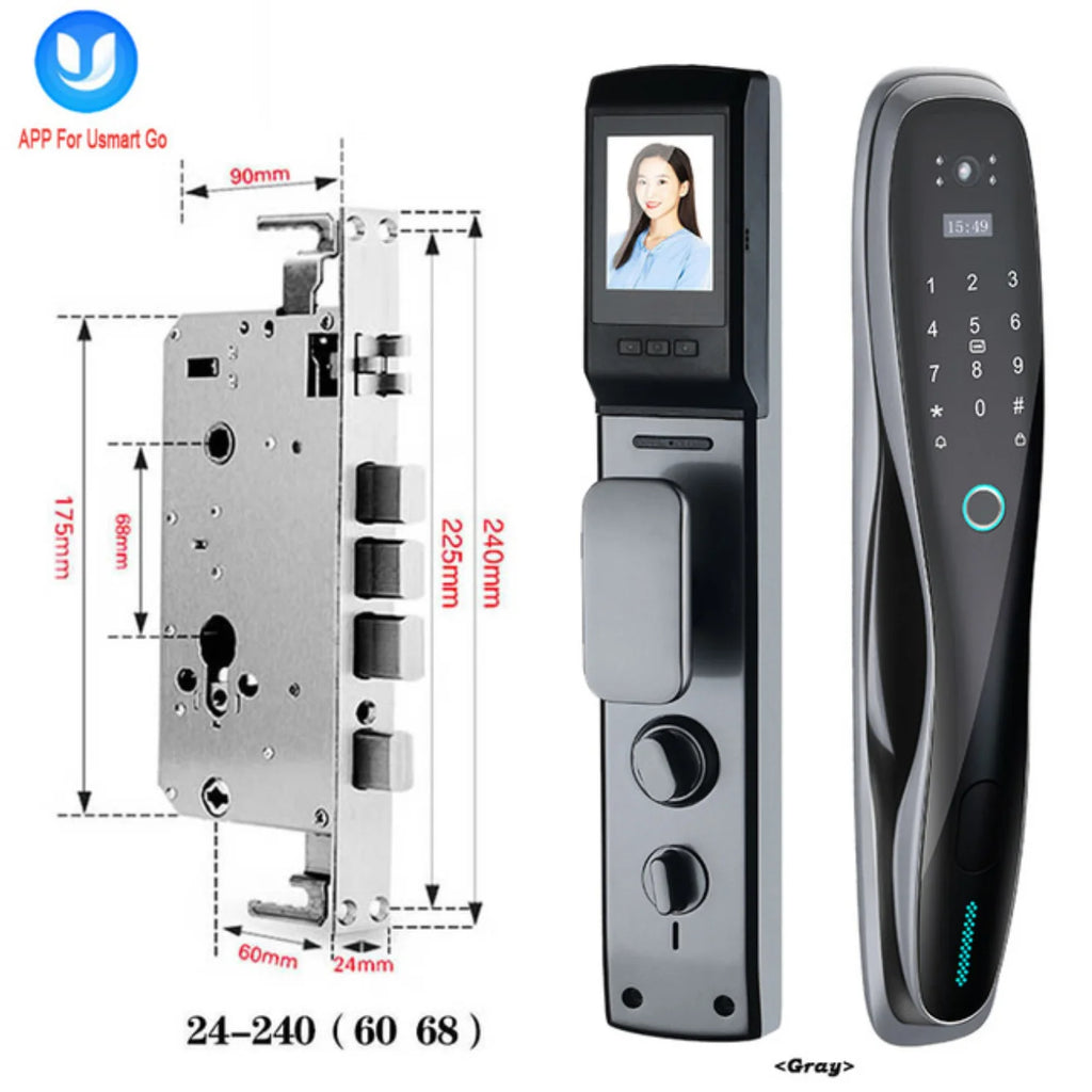 High Quality Smart Biometric Door Lock Automatic Fingerprint Recognition WIFI Video Intercom Mobile App Control Aluminum Alloy