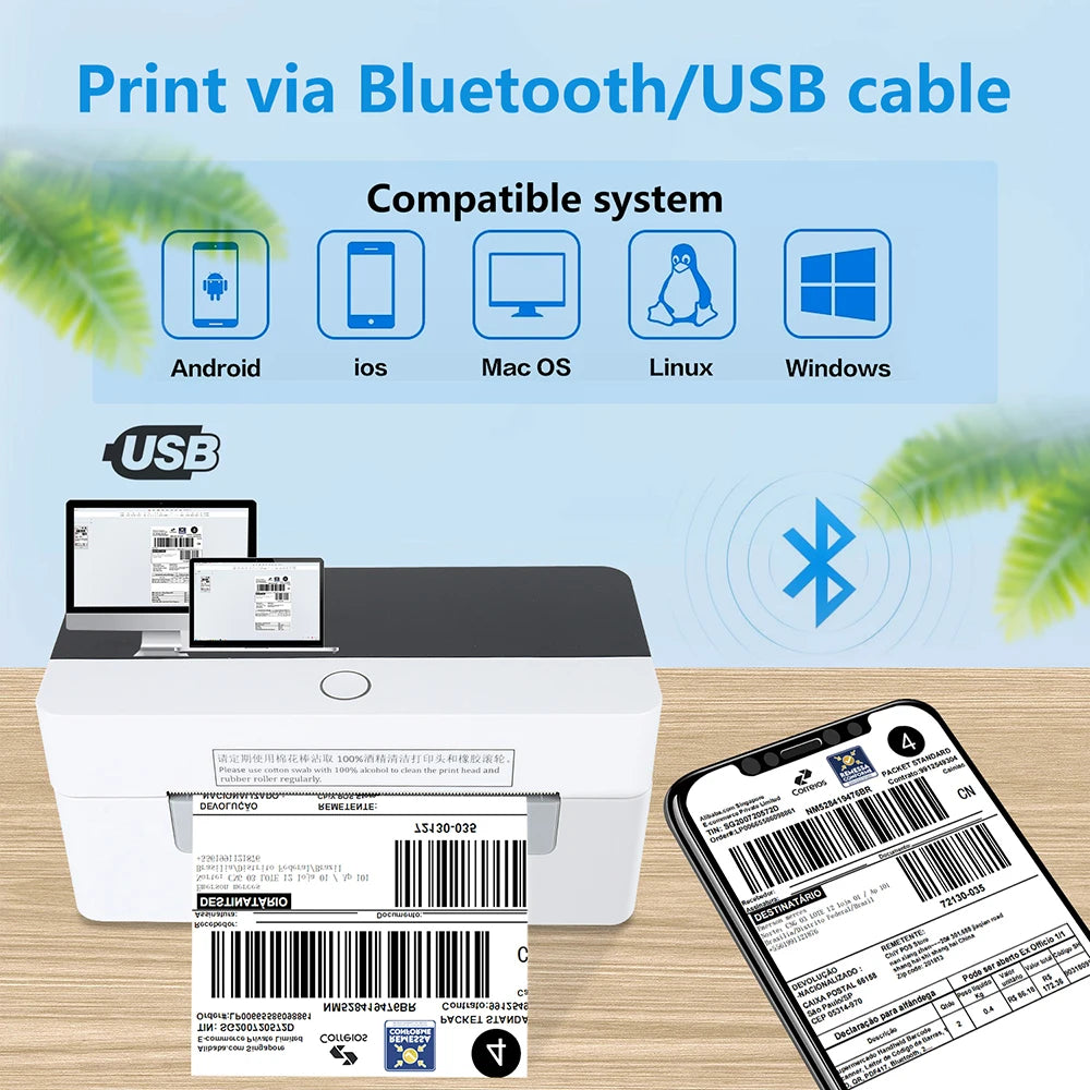 4*6 White Blue Thermal Interface Shipping Labels Sticker Printer Papers Sheets POS Usage Product Stock