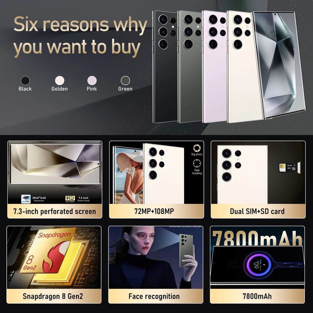 Wholesales Selling Original Phones S24 Ultra 5G Smartphone 5G Dual SIM Mobile Phone with Android 13.0 for Gaming Version