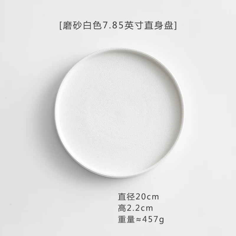 11 Inch Dinner Plate Black and White Ceramic Western Steak Ramen Plate Home Round Fruit Dessert Snack Plate Restaurant Tableware