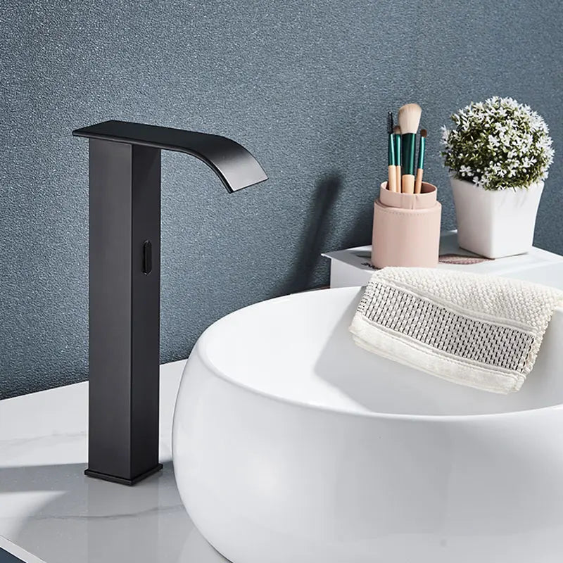 Hownifety Hot Cold Smart Sensor Bathroom Basin Faucet Deck Mount Waterfall Outlet Mixer Crane Tap Automatic Sense Touchless