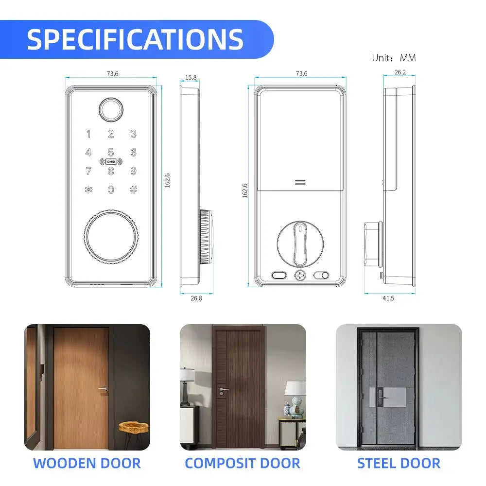 Locstar Innovation Ttlock App-Controlled Fingerprint Key Password  Smart Biometric Digital Door Lock