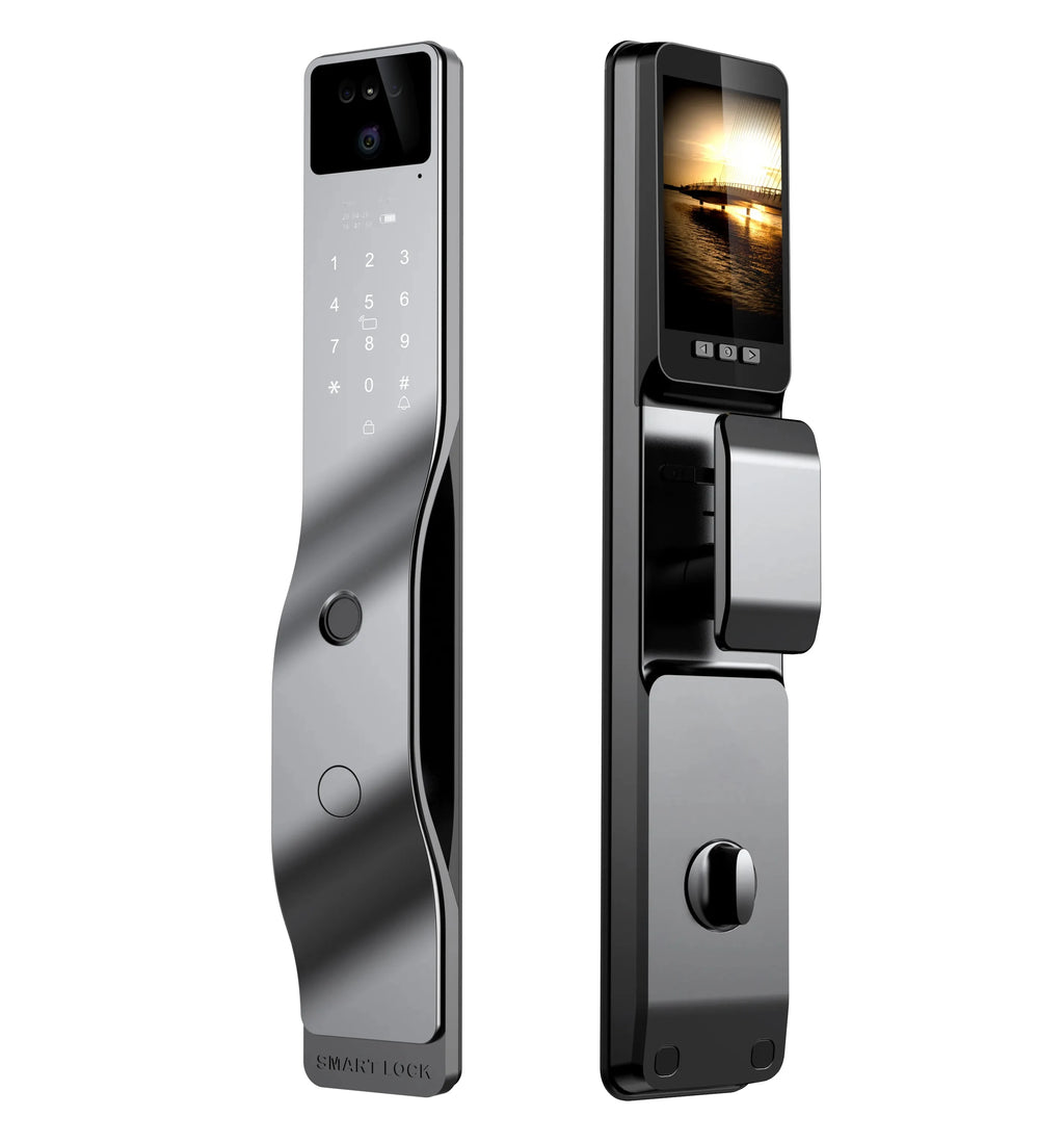 New Arrival Tuya WiIFI 3D Face Recognition ID Smart Door Lock with Peephole Camera Display