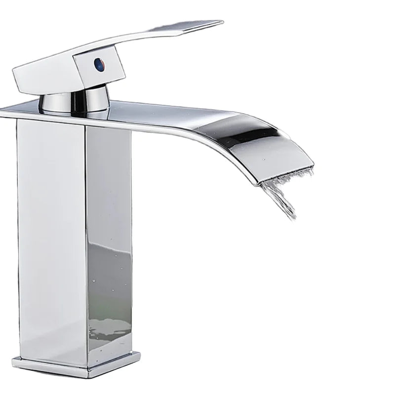 Chrome Waterfall Bathroom Faucet Lavatory Single Handle Stainless Steel  Bathroom Sink Faucet Washbasin Faucet for Bathroom