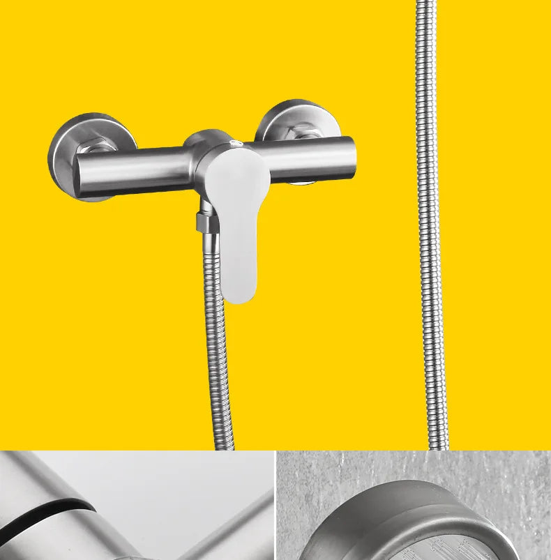 Single Handle Stainless Steel Triple Mixing Wall Mount Shower Valve Rainy Soft Jet Brushed Surface Ceramic Core 3 Holes Modern