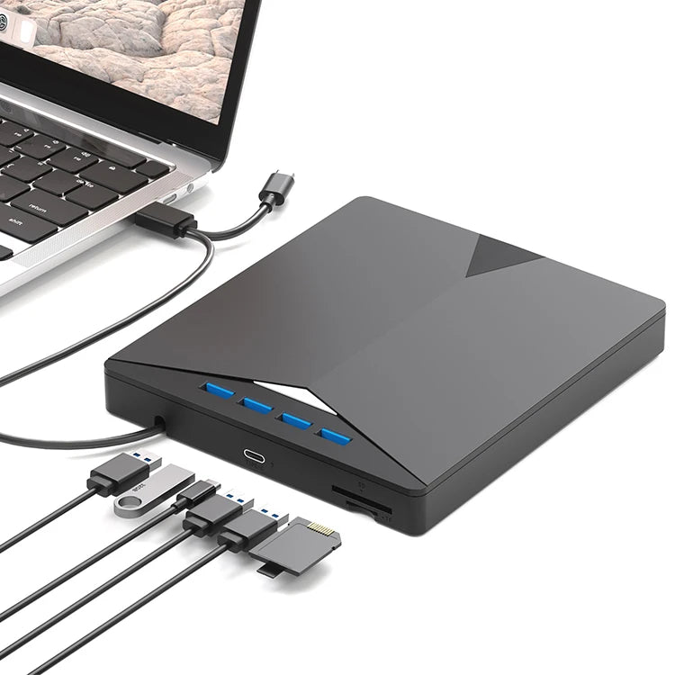 Multifunctional External Optical Drive DVD Burner 7-in-1 USB30 Type-C for Laptop with DVD 8X/CD 24X Speed
