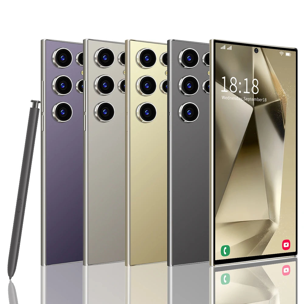 Hot Selling S24 ULTRA 5G Smartphone 7.3 Inch Full Display 48MP+108MP Deca Core Android 14 MTK Processor LTE Mobile Phones