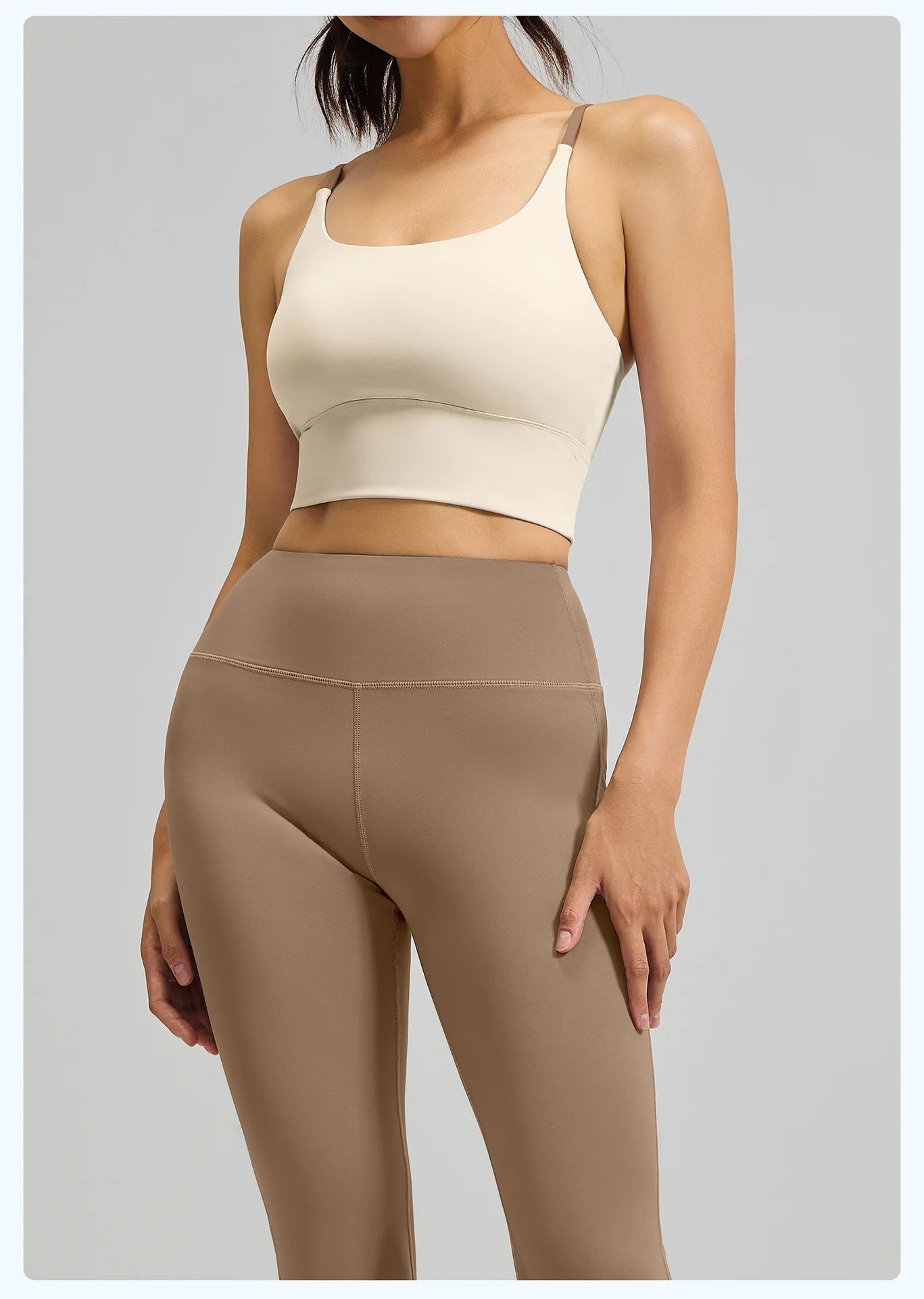 Women's High-Waist Hip-Lifting V-neck Sleeveless Two-Piece Fitness Suit Breathable Slimming Yoga Suit Four-Way Stretch Solid
