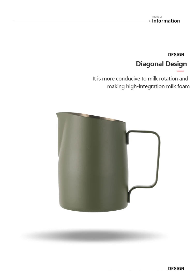 Coffee Milk Jug  Measuring Tool with Handle Metal Pitcher Bevel 304 Stainless Steel Latte Art Cappuccino Espresso Frothing Cup