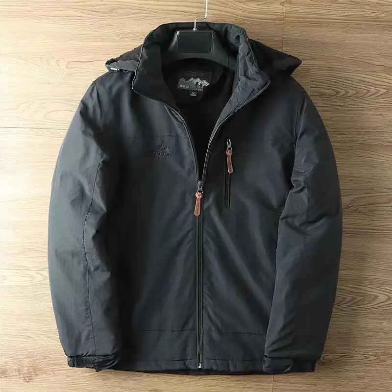Hot Sale Winter Men's Windproof Waterproof Fleece Lined Zip up Soft Shell Jacket Oversize Warm Hooded Coat Jacket