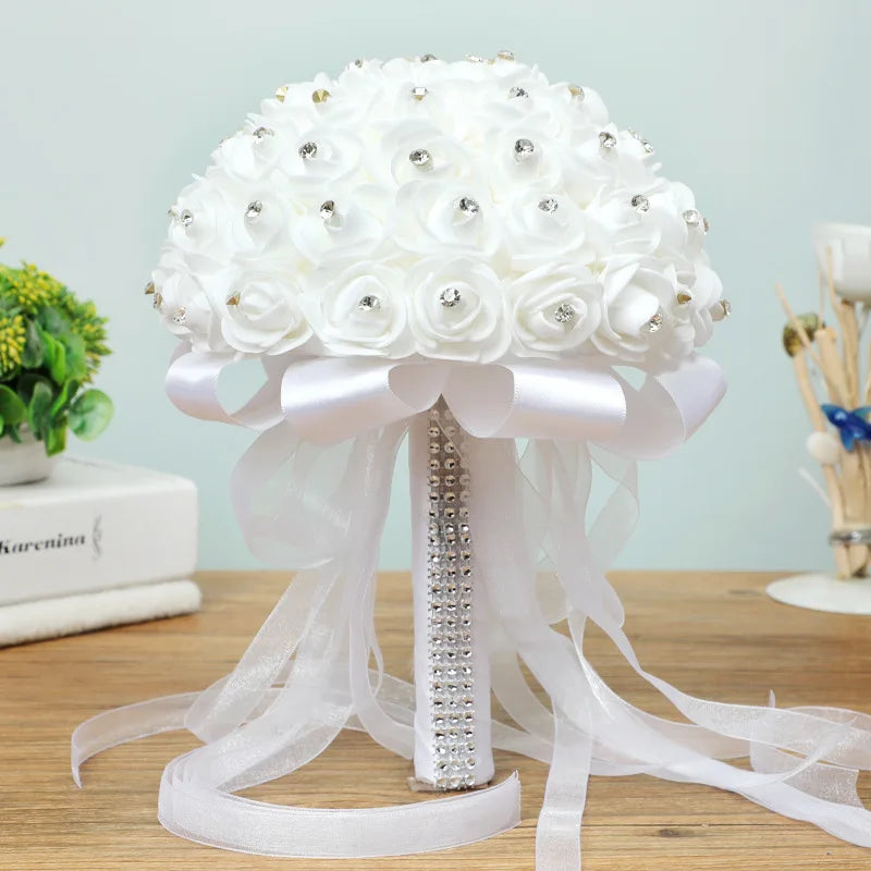 Peony Bridal Shower Bouquet Silk Flowers Handmade Artificial Wedding Bridesmaid Hand Flower Bouquets