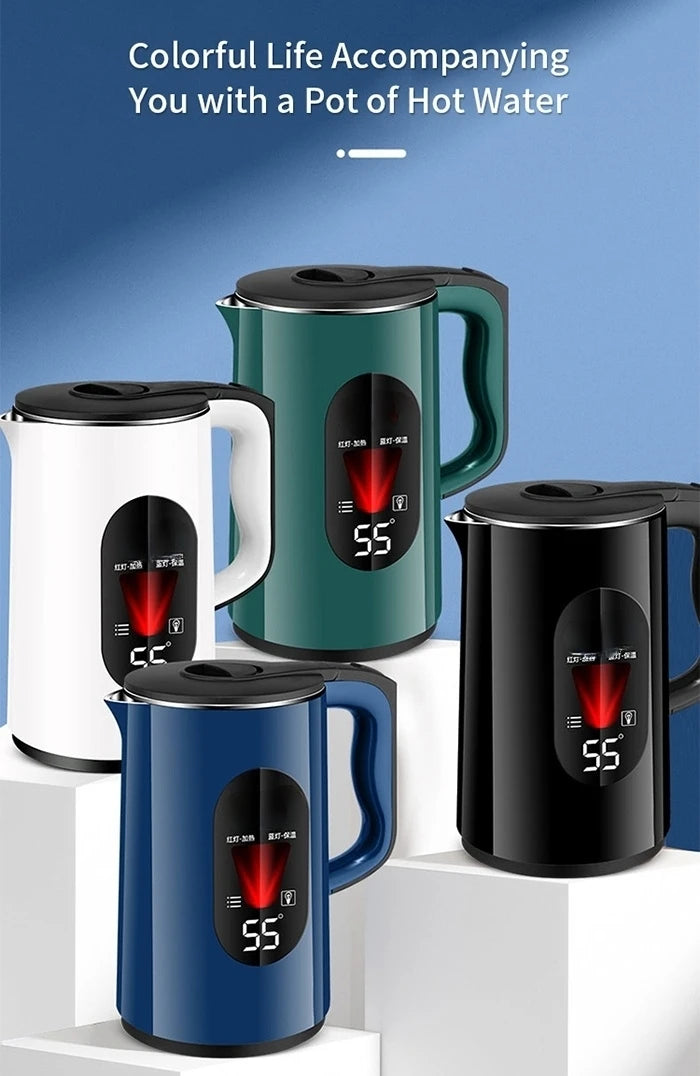Automatic Led Temperature Electric Kettle, Constant Temperature, Household Smart Boiling, Anti-Scalding, Stainless Steel 3L