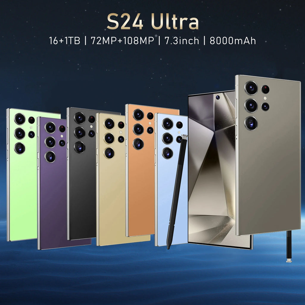 7.3 Inch Full HD S24 Ultra Smartphone with Deca Core CPU 5G Dual Sim 1TB Storage 108MP Rear Camera LTE & CDMA Mobile Phones