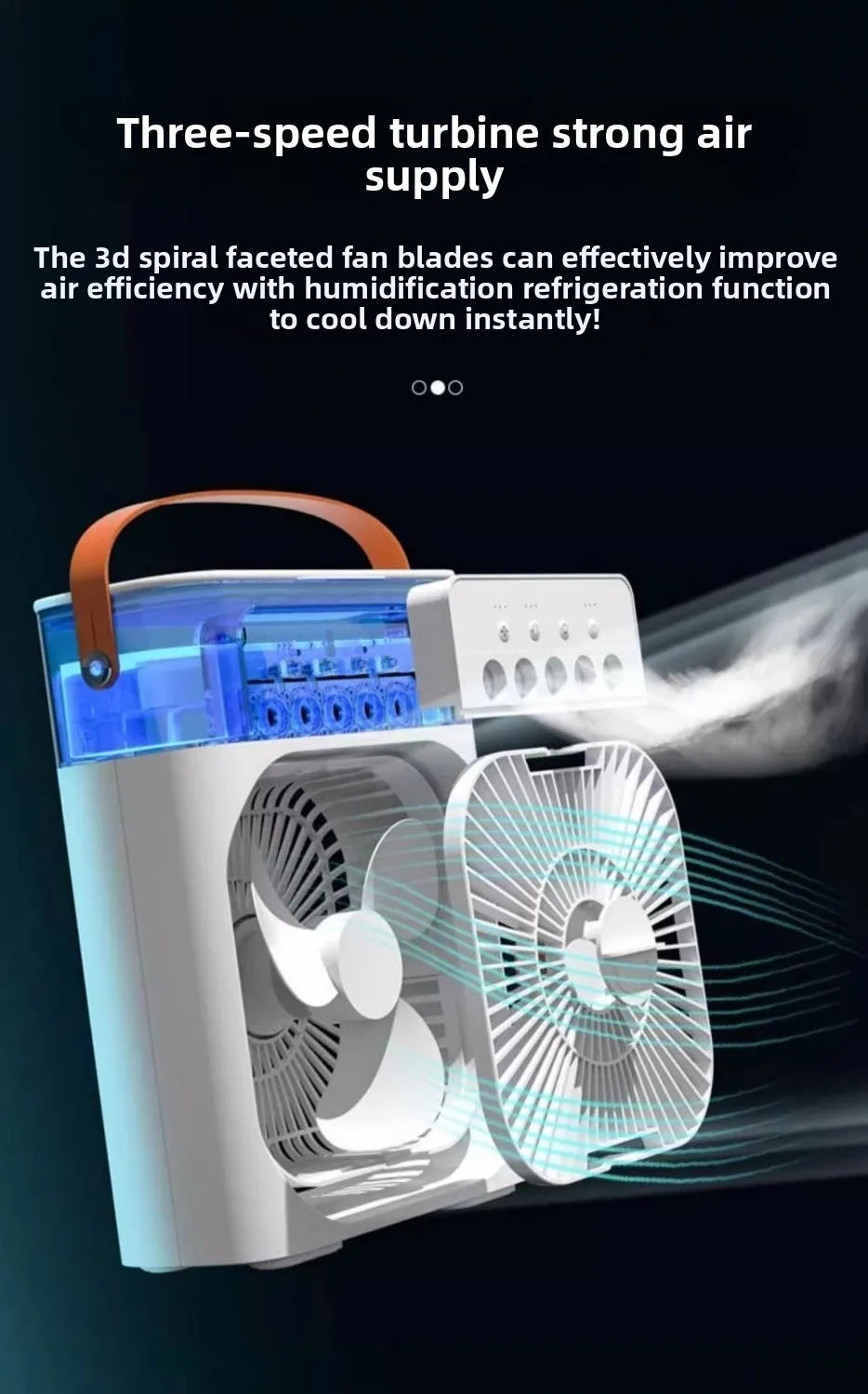 USB-Powered Mini Portable Handheld 3-in-1 Air Cooling Humidifier Fan with Ice Function for Outdoor & Car Use