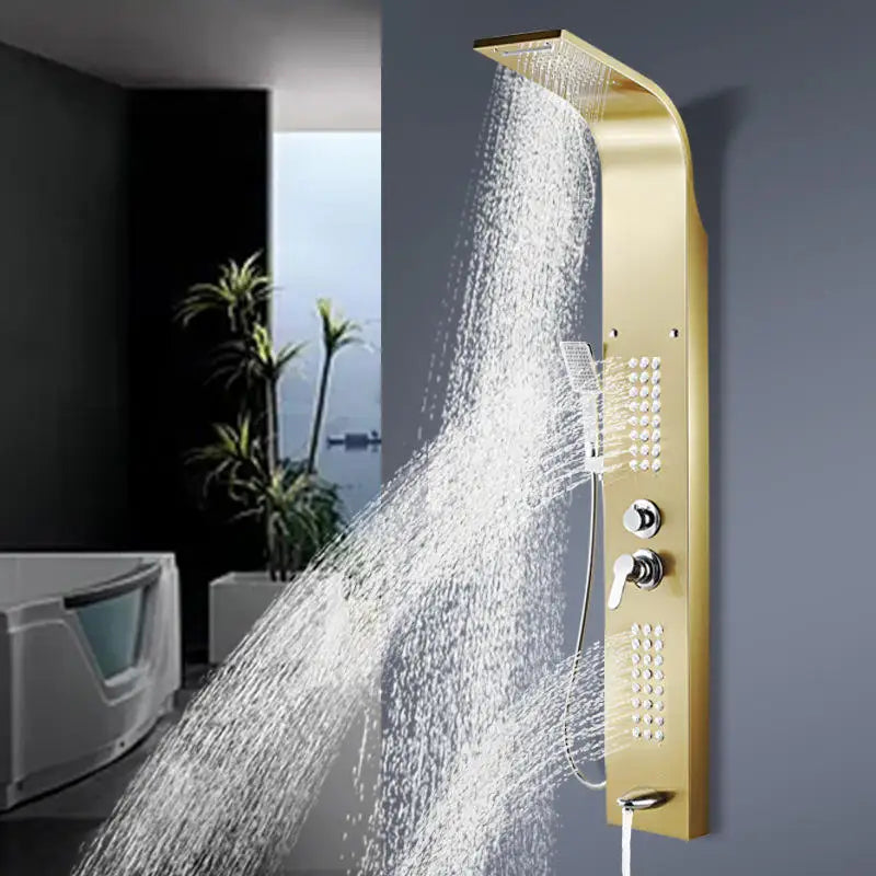 European Gold 304 Stainless Steel Intelligent Digital Display Shower Screen Brushed Finish Ceramic Direct Bathroom Faucets