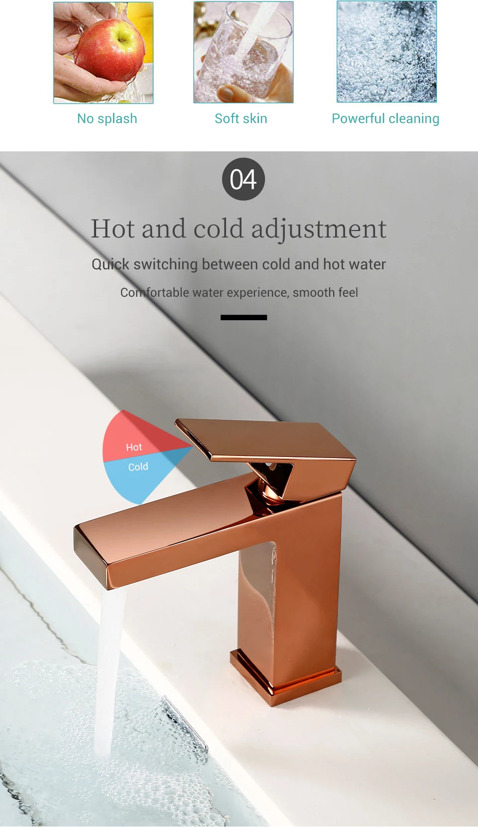 Bagnolux Rose Gold Single Hole Deck Mounted Brass A Handle Cold Hot Mixer Sink Tap Basin Water Tapware Bathroom Faucet