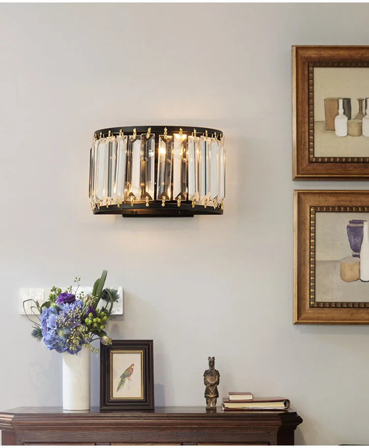 Modern Light Luxury Crystal Wall Lamp Bedroom Bedside Simple Atmosphere Living Room Background Minimalist Room Lighting