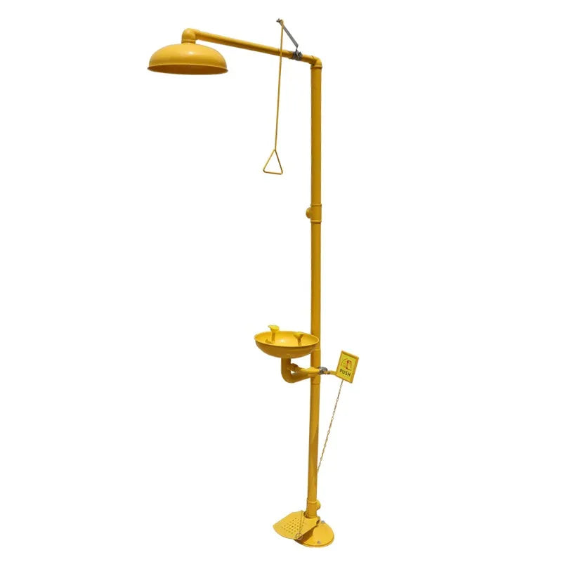 304 Stainless Steel Emergency Eyewash Shower with Yellow ABS Coating Safety Product for Eye Wash