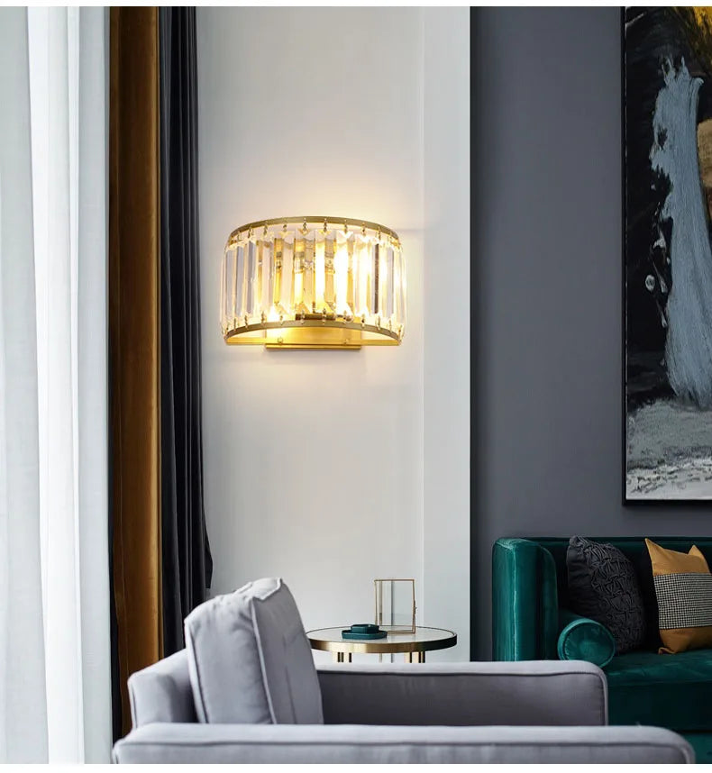 Modern Light Luxury Crystal Wall Lamp Bedroom Bedside Simple Atmosphere Living Room Background Minimalist Room Lighting