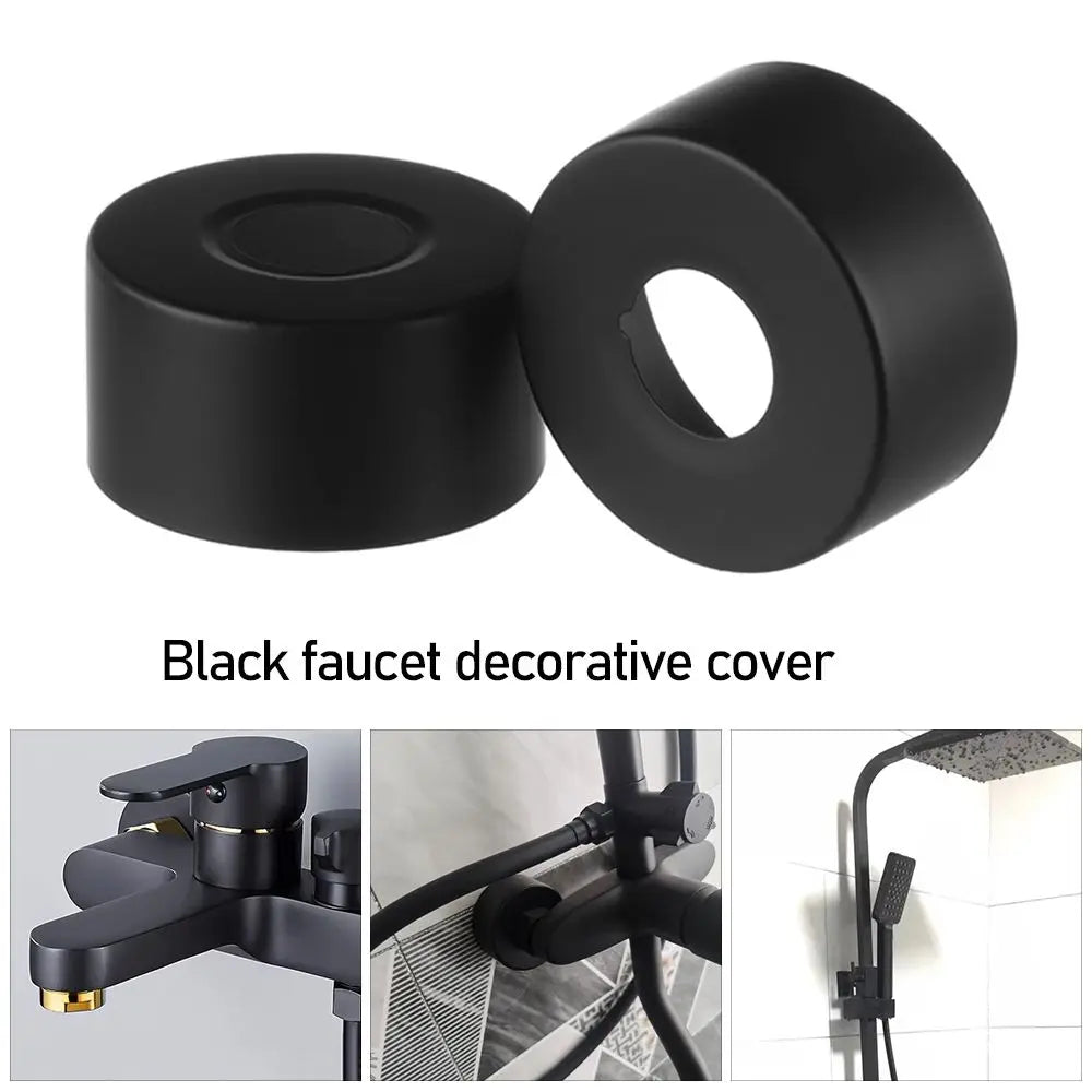 Black Shower Faucet Decorative Cover Chrome Finish Stainless Steel Wall Flange Water Pipe Wall Covers Bathroom Faucet Accessory