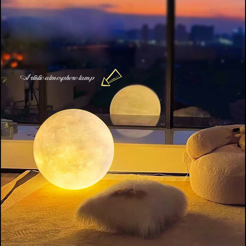 Minimalist Led Floor Lamp Home Decor Living Room Courtyard 3D Moon Lamp Corner Stand Moon Light