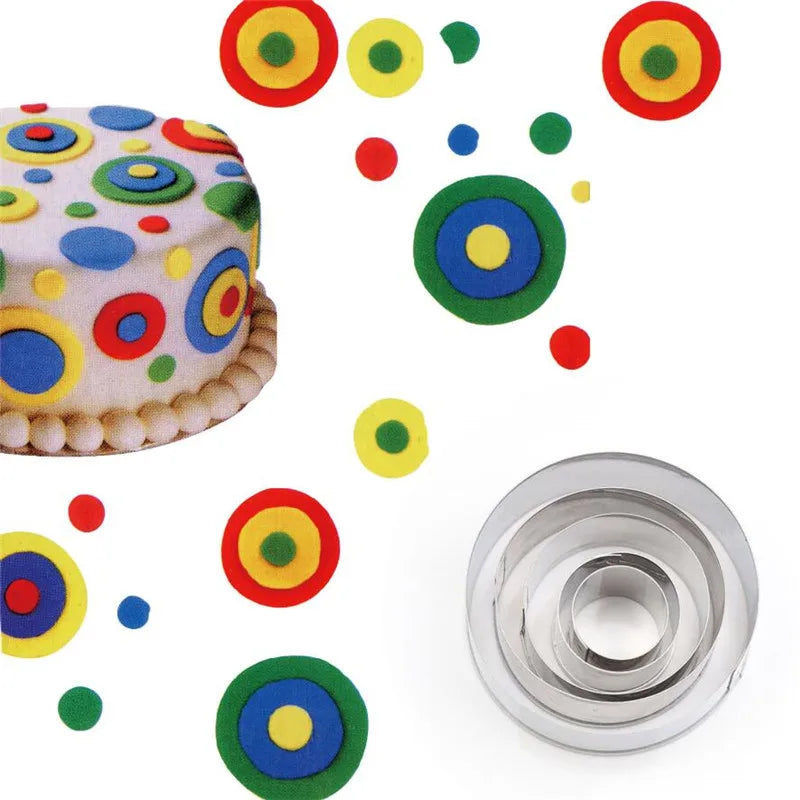 Stainless Steel Biscuit Mould Portable Round Shape Cake Fondant Mold Kitchen Gadgets Baking Accessories Cookie Cutter 5Pcs