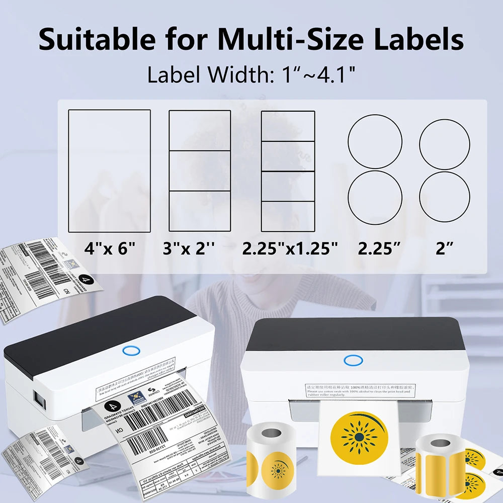 4*6 White Blue Thermal Interface Shipping Labels Sticker Printer Papers Sheets POS Usage Product Stock