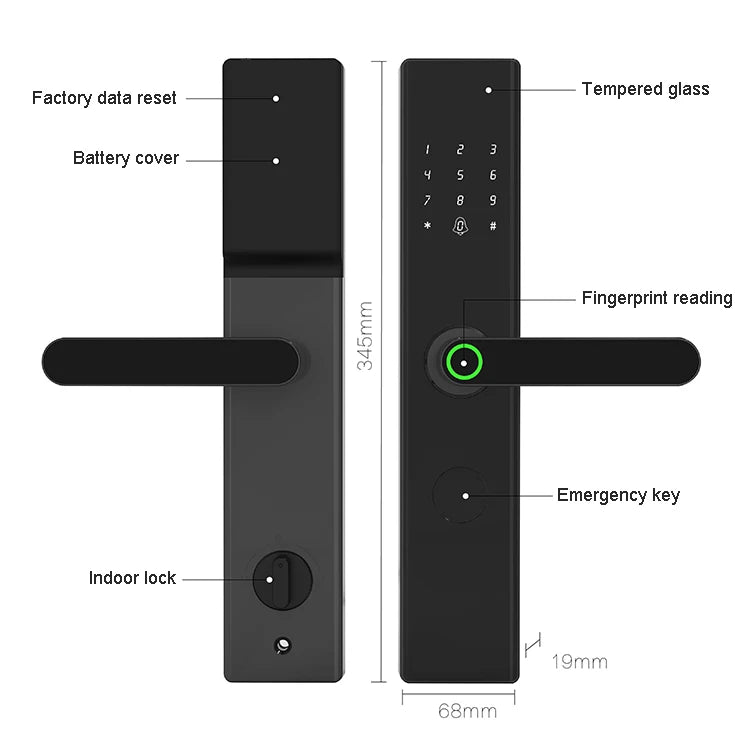 Smart Security Electric Electronic Handle Cerraduras Inteligentes Tuya Wifi Keys Fingerprint Digital Smart Door Lock for Home