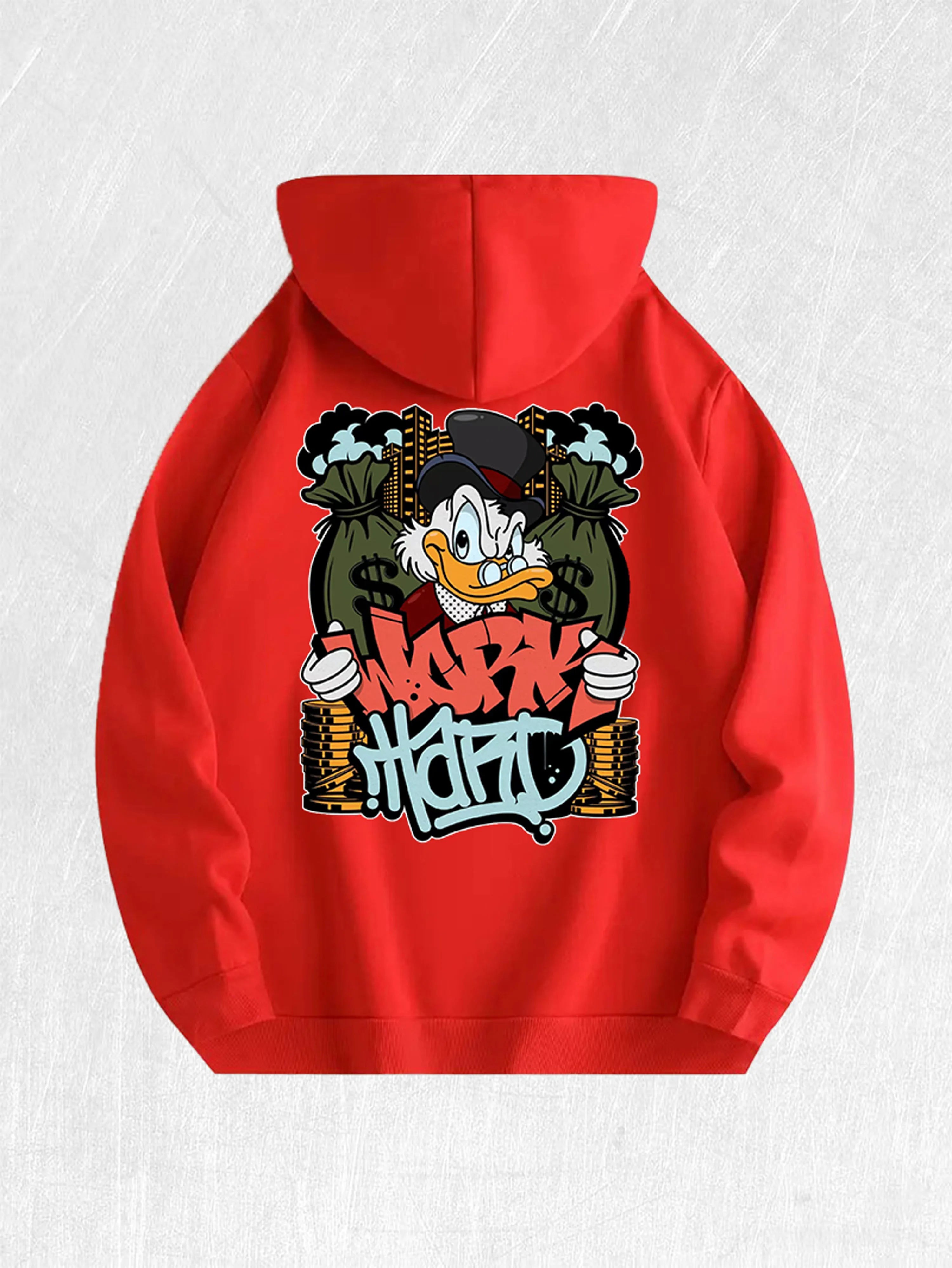 Work Hard  Duck Graphic Hoodie 100% Cotton US Warehouse 7 Colors