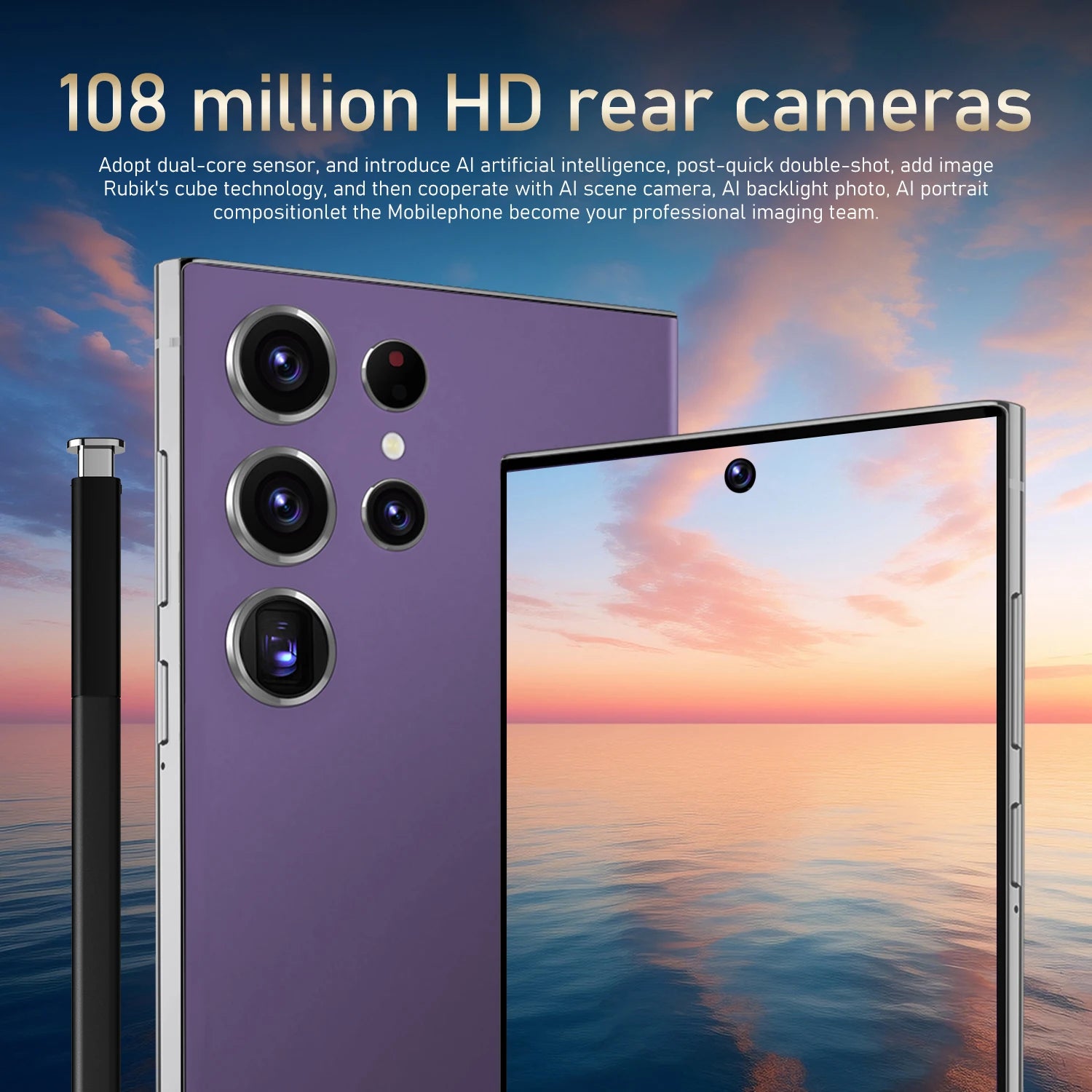 7.3 Inch Full HD S24 Ultra Smartphone with Deca Core CPU 5G Dual Sim 1TB Storage 108MP Rear Camera LTE & CDMA Mobile Phones