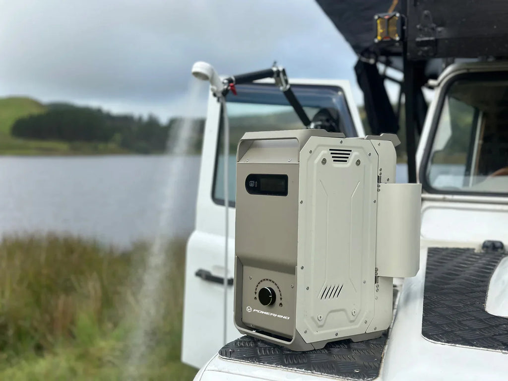 Powerhino Factory Wholesale Rechargeable Portable Waterproof Metal Shell Gas Tankless Water Heater RV Outdoor Camping Shower All