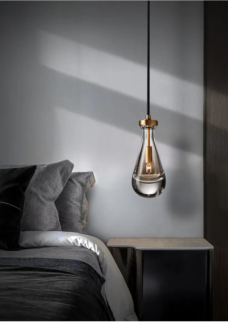 Modern light luxury drop pendant lamp simple creative restaurant bar bedside crystal pendant light