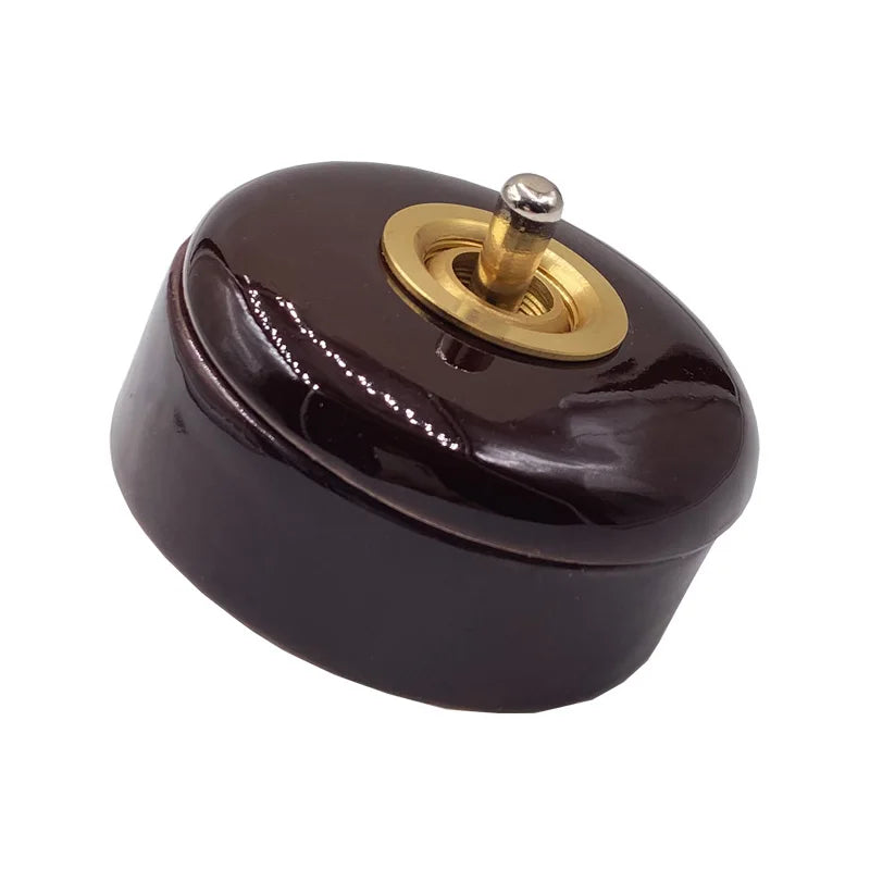 High Quality Retro Ceramic Round Toggle Switch 1 Ｗay 2 Way Control Wall Light Switch