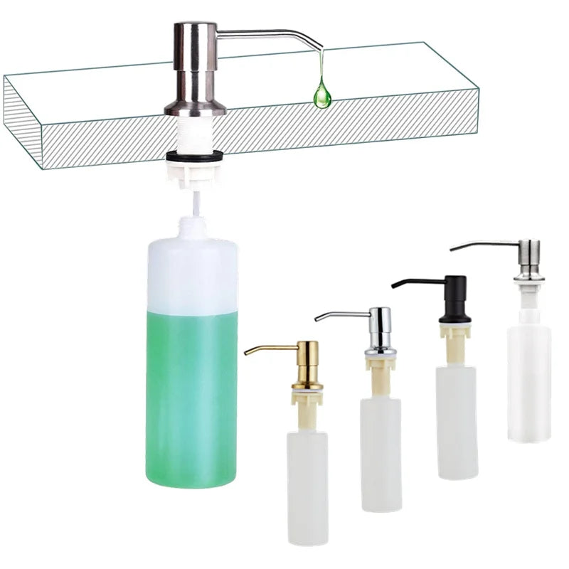350ml Stainless Steel Sink Soap Dispenser Liquid Soap Bottle Manually Pressing Soap Lotion Dispenser Kitchen Accessories Funnel